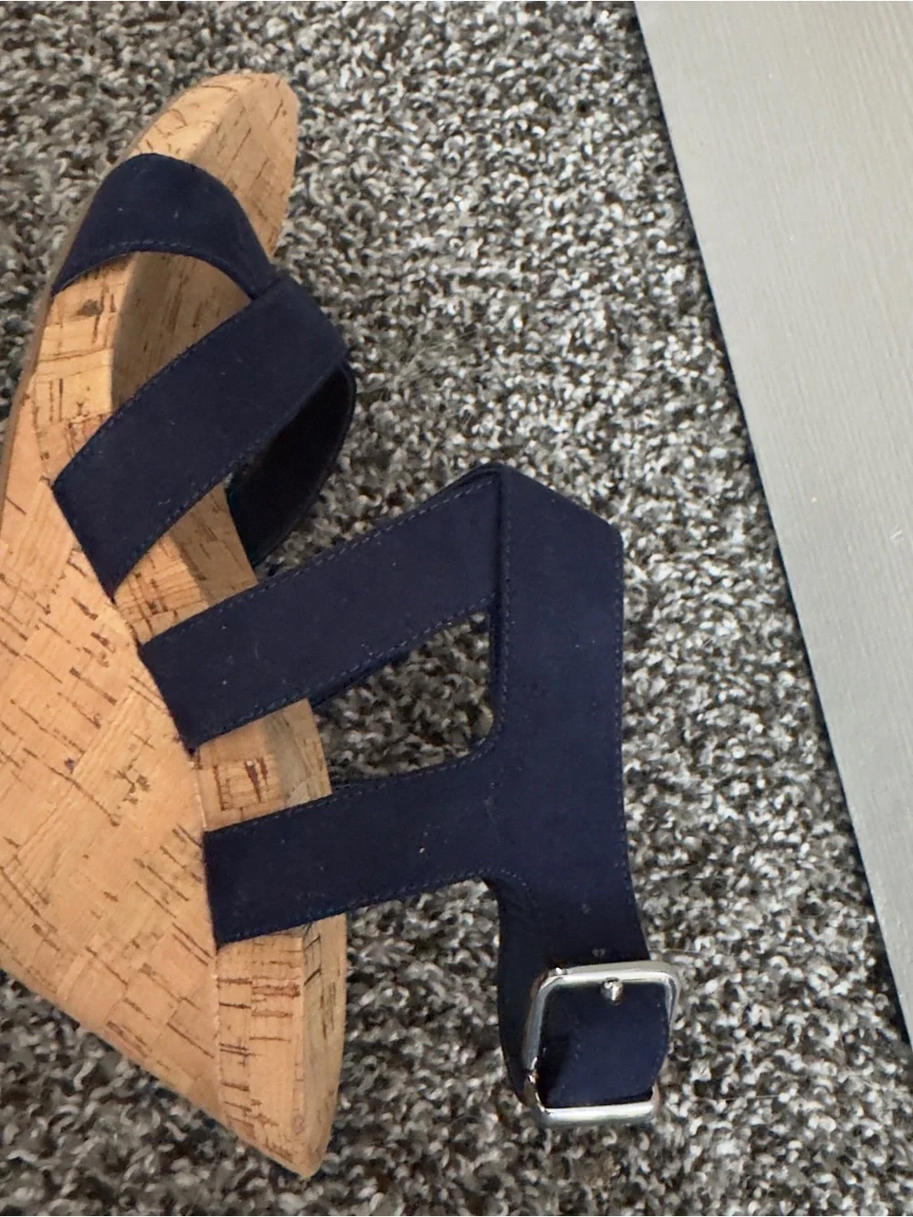 INC International Concepts Navy Strappy Cork Wedge Sandals